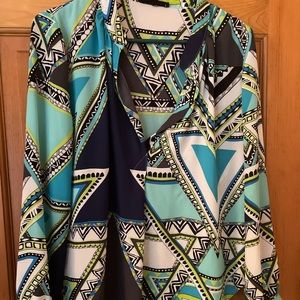 Olivaceous Multi Color Tunic Blouse Size Small